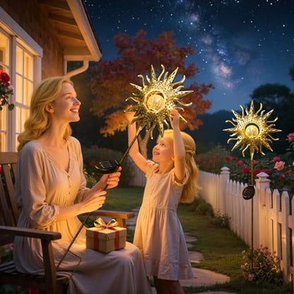 TAKE ME Sun Solar Lights Outdoor Waterproof Metal Garden Stakes for Patio Yard Walkway LawnPatio Mothers Gifts Mom Wife Grandma (Sun)