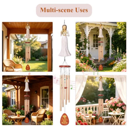 Thank You Gifts for Women,35.6" Wind Chimes with Thank You Figurine | Sympathy Gifts for Loss of Mom Father Husband,Deep Tone Wind Chimes,Soothing Remembrance Windchime for Outdoor Garden Patio