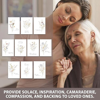 20 Pcs Sympathy Cards with Envelopes and Thoughtful Messages (4"x6") - Wildflowers Watercolor Condolences Cards - Bereavement Cards Set with Envelopes and Matching Stickers - Sympathy Cards Bulk | Thoughtful Messages, Wildflowers Watercolor Condolences &
