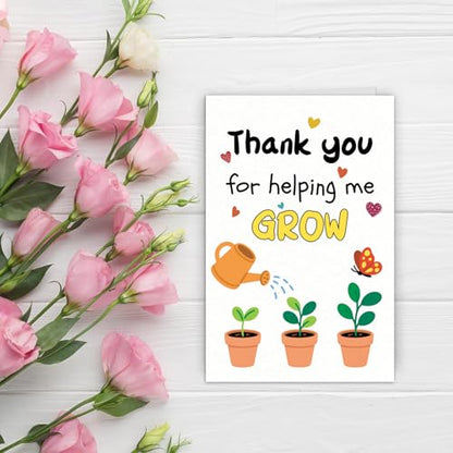 Thank You Teacher Appreciation Cards with Envelopes Thank You for Helping Me Grow Preschool Kindergarten Gift from Kids Students Daycare Happy Dog Birthday Card (HK034) - color: HK034