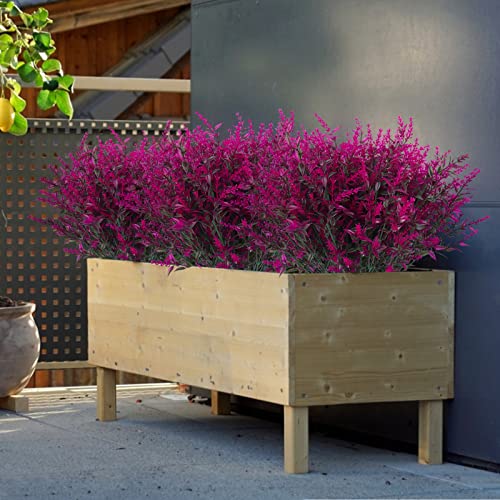 RECUTMS Outdoor Artificial Plant UV Resistant Flower Fake Stems Plants 12Pc - color: Fuchsia, size: 12 Bundles