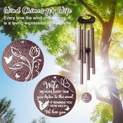 Anniversary Wind Chimes Gifts for Men Women, Happy Anniversary Decorations, 25" Wind Chimes Romantic Gift for Couple, Parents, Wife, Husband, Friends (Wife) - size: Wife