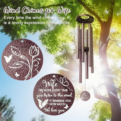 Anniversary Wind Chimes Gifts for Men Women, Happy Anniversary Decorations, 25" Wind Chimes Romantic Gift for Couple, Parents, Wife, Husband, Friends (Wife) - size: Wife