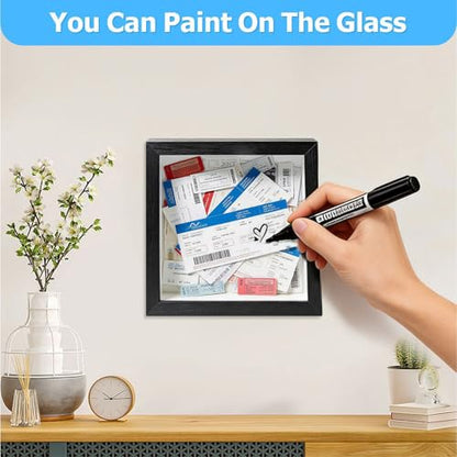 5x5 Shadow Box Frame, Suitable for Storing Various Bills and Souvenirs | Multi-functional，HD Glass Wooden Hollow Photo Frame, Shadow Box with Top Slot ，Dual-purpose for Hanging and Displaying - size: 5X5 1 Pack