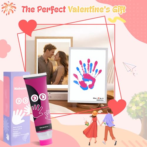 Nabance 2.54 fl oz Hot Pink Baby Hand and Footprint Friendly Paint, Dog Cat Paw Print Safe Paint, Non-Toxic Acid-Free, Safe Gentle for Home School Christmas New Year DIY Keepsake Stamp - color: Hot Pink