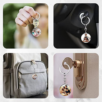 Double Sided Custom Keychain With Picture Alloy Color Printing Personalized Photo Keychain Customizable Text Gifts - color: B-round
