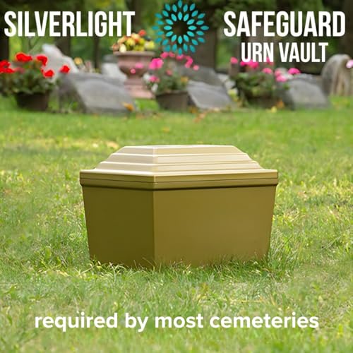 Custom Silverlight Engraved Safeguard Urn Vault for Ground Burial - Gold, Holds One Urn - color: Gold