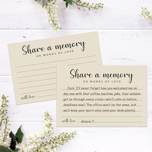 Share a Memory Cards for Celebration of Life, Graduation, Retirement, Birthdays, Guest Book Ideas, Funeral Sign In Book For Memorial Service, 4x6 Inches Set of 50 Pcs(Vanilla Cream) -A08