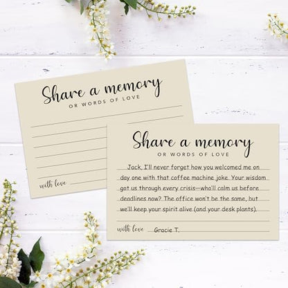 Share a Memory Cards for Celebration of Life, Graduation, Retirement, Birthdays, Guest Book Ideas, Funeral Sign In Book For Memorial Service, 4x6 Inches Set of 50 Pcs(Vanilla Cream) -A08