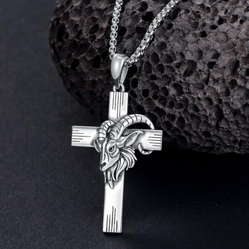 PROESS Cross Necklace for Women Men Sterling Silver Rose/Sunflower Cross Pendant Religious Jewelry Christmas Birthday Mothers' Day Gifts - color: 01-02-Aries
