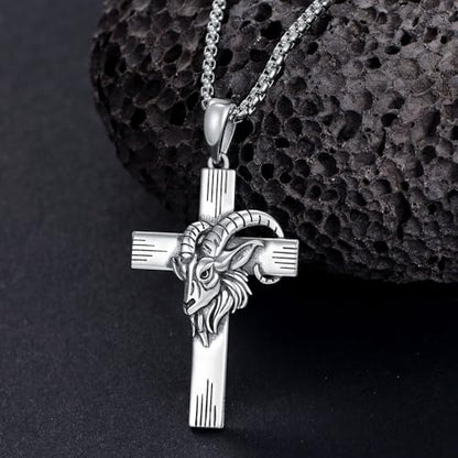 PROESS Cross Necklace for Women Men Sterling Silver Rose/Sunflower Cross Pendant Religious Jewelry Christmas Birthday Mothers' Day Gifts - color: 01-02-Aries