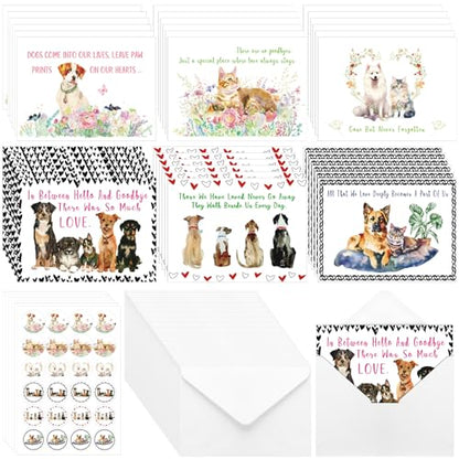 Geyoga 36 Set Pet Sympathy Card with Envelope Bulk, Watercolor Style - color: Watercolor Style