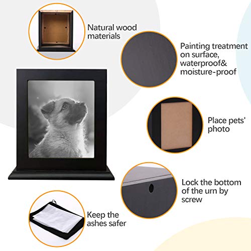 BRKURLEG Dog Urns for Ashes, Animal Wood Urn, Black - color: Black