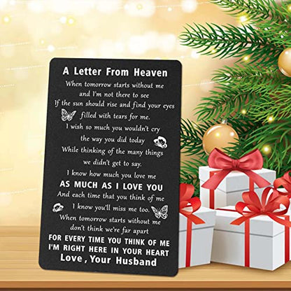 ENGZHI Loss of Husband Sympathy Gift - A Letter From Heaven Wallet Card - style: Memorial Husband
