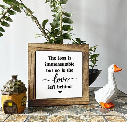 Gkwa Memorial Sign, Box Wood Plaque Desk Décor, 5.9x5.9x0.7 inches, Pine, Rustic Design, Ideal Condolence Gift