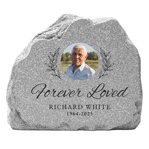 Let's Make Memories Personalized Memorial Garden Stone - Sympathy - Loss of Loved One - Condolences - Outdoor - Headstone - Durable Resin - Upright Garden Marker - Photo - Forever Loved - style: Forever Loved