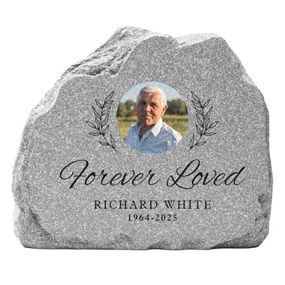 Let's Make Memories Personalized Memorial Garden Stone - Sympathy - Loss of Loved One - Condolences - Outdoor - Headstone - Durable Resin - Upright Garden Marker - Photo - Forever Loved - style: Forever Loved
