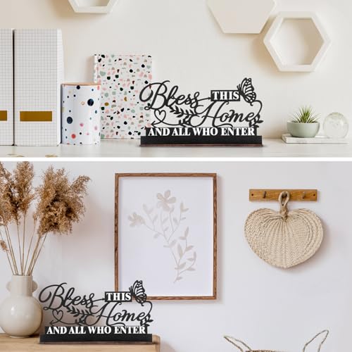 Jetec Inspirational Table Sign Art Decoration, Bless All Who Enter - style: Bless This Home and All Who Enter