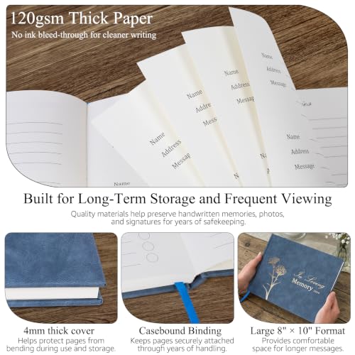 Funeral Guest Book 2026, Memorial Guest Book with Memory Pages, Family Tree & Gift Record, Hardcover Funeral Sign In Book for Up to 360 Guests, 8" x 10", for Memorial Service & Celebration of Life - style: Guest Book 2026