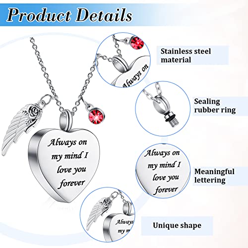 Jexine 10 Pcs Urn Necklace Cremation Jewelry for Men - color: Red