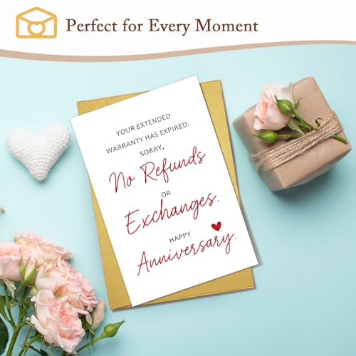 Qiliji Funny Anniversary Card for Boyfriend Girlfriend, Hilarious Anniversary Card for Husband Wife, Marriage Milestone Cards for Him Her, Your Extended Warranty Has Expired - color: Anniversary