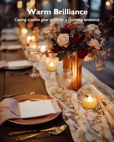 Homemory 100-Pack Flameless Tea Lights Candles Battery Operated, 200+ Hours - color: Warm White Light, White Base, size: Pack of 100