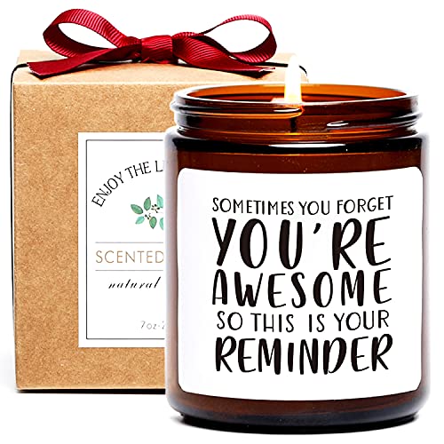 Inspirational Candle Gifts for Women Men,Thank You Gifts,7oz | Appreciation Encouragement Gift for Sister in Law Friend Nurse Wife Girlfriend,Sandalwood Rose Scented,Natural Soy Wax - color: Sometimes You Forget You're Awesome