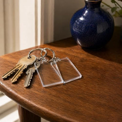 Transparent Acrylic Photo Keychain Frame, Double Sided, Rectangle for Personalized Keychains - size: 3 x 2.2 Inches