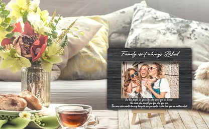 Best Friend Picture Frame, Family Isn't Always Blood Friends Picture Frame, Rustic Black Family Photo Frames, Bestie Birthday Graduation Friendship Gifts Ideas, Home Office Tabletop Decor-f05 - size: Family Isn't Always Blood-05