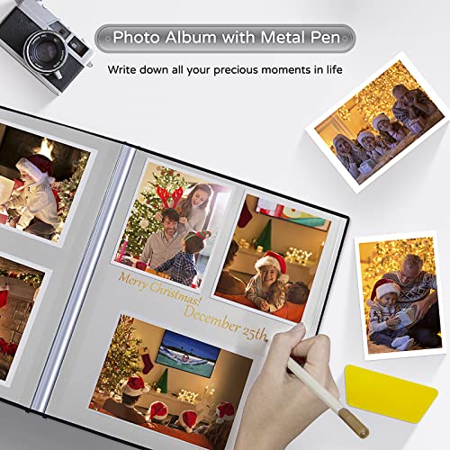 Popotop Large Photo Album Self Adhesive 4x6 5x7 8x10 Scrapbook Album DIY Picture Book,Gifts for Mom,Family Baby and Wedding,with Metal Pen and Plastic Board - color: Black, size: 11.5"x10.6"60pages