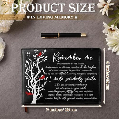 Yingzhao Memorial Funeral Guest Book with Pen 144 Pages Cardinal Funeral Guest Sign in Book for Memorial Service Celebration of Life Party Supplies in Loving Memory(Remember Me) - style: Remember Me