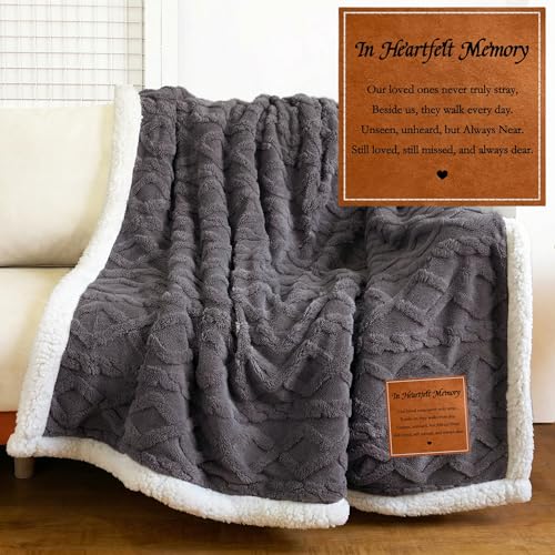 Sympathy Blanket for Loss of Loved One, Memorial Gifts for Mom Dad Grandma Grandpa, Soft Flannel Bereavement Throw, in Loving Memory Condolence Gift 50x60 Gray