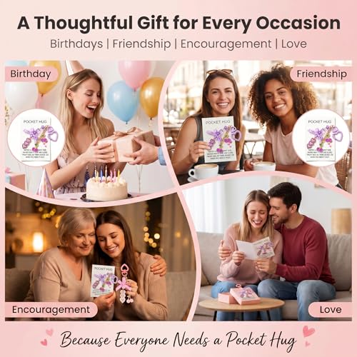 YOJO Pocket Hug Keychain, Love Keychain with Positive Affirmation Card, Emotional Support, Inspirational Gift - color: Diamond Purple