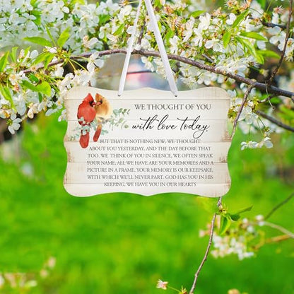 LifeSong Milestones Memorial Wall Hanging Signs Bereavement Keepsake Condolence Funeral Gift For Loss of Loved One 8x12 (We Thought Of You With (White)) - color: We Thought Of You With (White)
