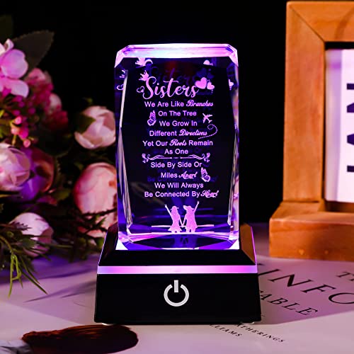Movdyka Sister Gifts for Sisters Funny, 3D Layser Engraved Sisters with Base, Best Unique Birthday Christmas Wedding Graduation Sister Gifts Ideas from Sisters Brother for Soul Big Little Sister - style: Sister Gifts