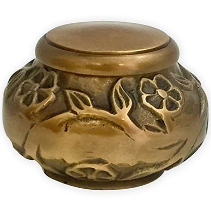 Florence Antiqued Brass Keepsake Urn for Ashes - Small Size - NOT Intended for Full Cremation Ash Quantity - size: Keepsake