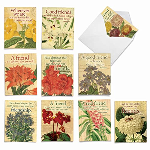 The Best Card Company - 10 Assorted Flower Cards Blank for Women (4 x 5.12 Inch) - All Occasion Floral Greetings Boxed - Say it with Flowers M1710BN - style: Say It With Flowers