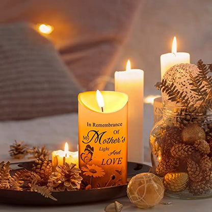 Gerrii Memorial Candle LED Flameless 3x6 Inch Loss of Mother,Butterfly | Sympathy Gift for Loss of Loved One, Remembrance Keepsake with Butterfly Design, Battery Operated Safe for Home Altar