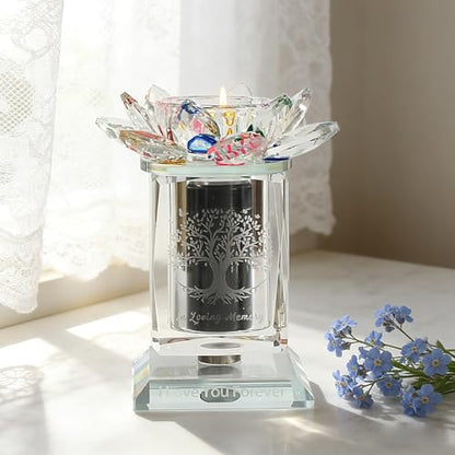 Small Urns for Human,Cremation Keepsake Photo Urn Unique Rotatable Crystal Mini Urns for Ashes Keepsake Decorative Engraving Tree of Life Pattern Urn Remember Your Love One Lost