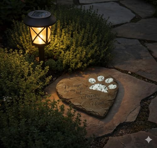 Carson Heart-Shaped Pet Memorial Garden Stone – Forever in My Heart - color: White