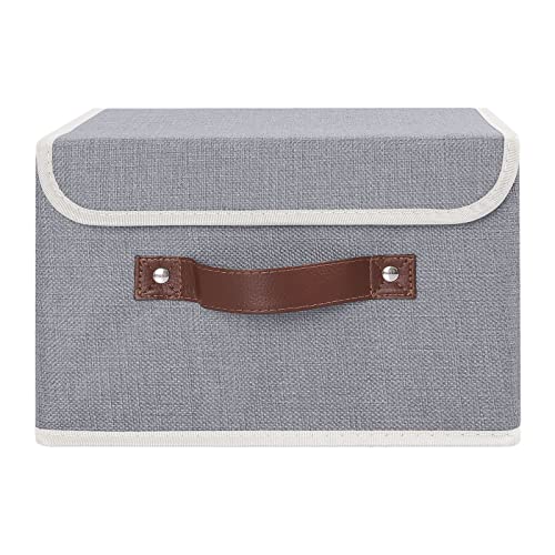 ANMINY Fabric Storage Box Bins with Lids, Gray, 10"x8"x7" - color: Gray, size: Small (Pack of 1)