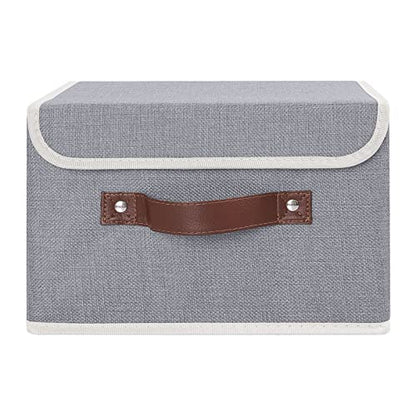 ANMINY Fabric Storage Box Bins with Lids, Gray, 10"x8"x7" - color: Gray, size: Small (Pack of 1)