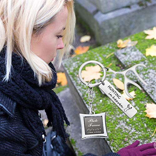 CHOORO Dad Memorial Keychain Gone Hunting in Heaven Photo Frame Keychain in Memory of Dad Sympathy Gift Keepsake Jewelry