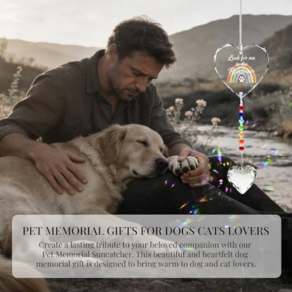 Hegelda Pet Memorial Gifts for Dogs Cats Crystal Suncatcher Ornaments - style: Dog/Cat