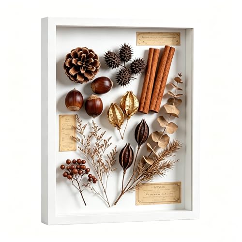 11x14 Shadow Box - Deep Picture Frame with Shatter-Resistant Panel for Wall Decor | 3D Display Case for Military Medals,Flowers,Photos and Crafts | Easy to Open & Ready to Hang Gift (White)