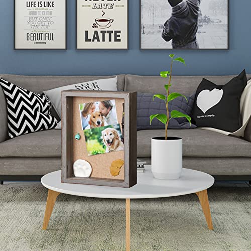 Pet Shadow Box 11x14, Large Frame with Magnetic Door, Rustic Wood Deep Memory Display for Picture Photo Memorabilia Flowers Bouquet Keepsake Wedding Awards Medals-Gray, HUI-03-01 | Pet Memorial Display Case, Deep Rustic Wood Shadow Box with Magnetic Door