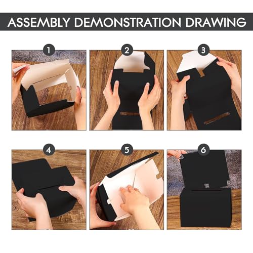 6 Pack Raffle Boxes Ballot Box Suggestion Box with Slot, 6.5 x 4.5 x 4.5 Inch Cardboard Raffle Boxes with Slot for Ticket and Removable Header for Collecting Business Card Voting Contest (Black) - color: Black