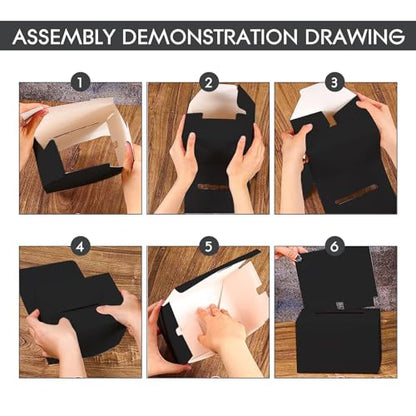 6 Pack Raffle Boxes Ballot Box Suggestion Box with Slot, 6.5 x 4.5 x 4.5 Inch Cardboard Raffle Boxes with Slot for Ticket and Removable Header for Collecting Business Card Voting Contest (Black) - color: Black