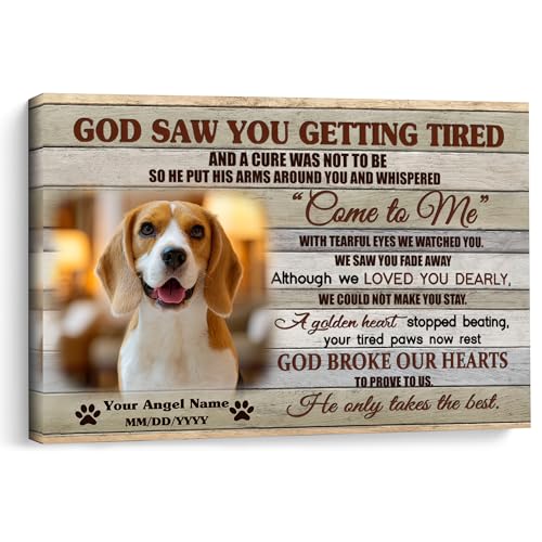 KiKiLuna Personalized Pet Memorial Canvas Wall Art, Custom Dog Photo Name and Date Canvas, Sympathy Gift for Dog Lovers Remembrance Decor - color: Design 10