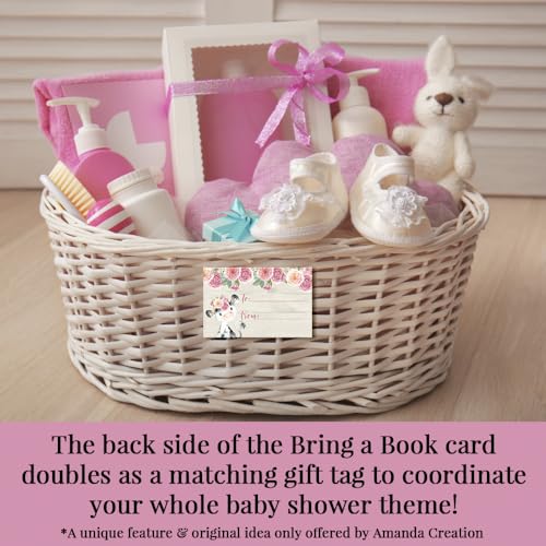 Baby Shower Invites for Girls – Watercolor Pink Floral Cow Baby Shower Invitation Bundle with Diaper Raffle Tickets, Book Request Cards & Envelopes. Set of 20 5X7 Pink Cow Invitation Kit Sets - style: Cow
